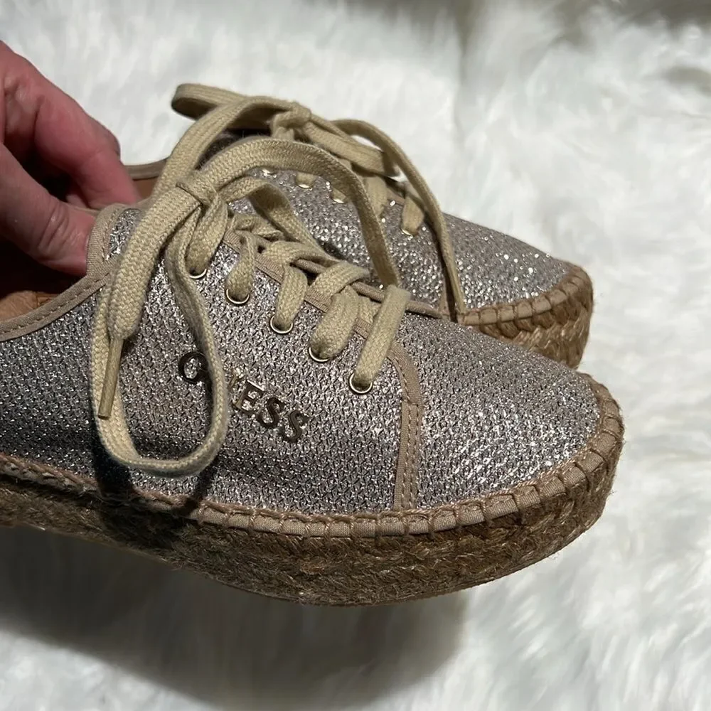 Guess gold sparkling Espadrille size‎ 4.5/5.  B69